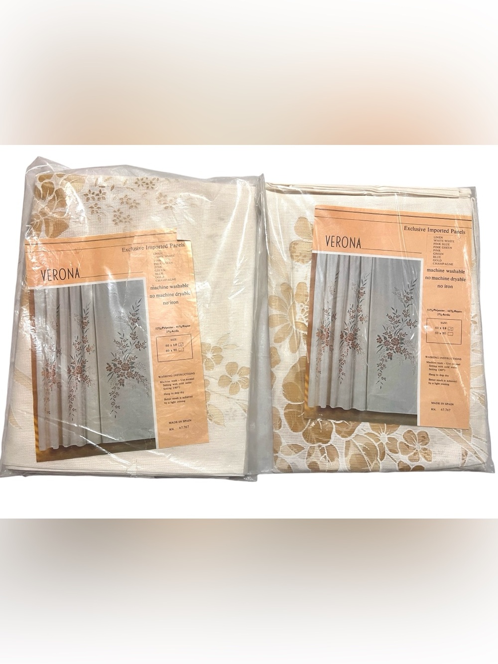 Vintage Verona Floral Curtain Panels NWT 60x84 Set of 2 farmhouse Cottagecore